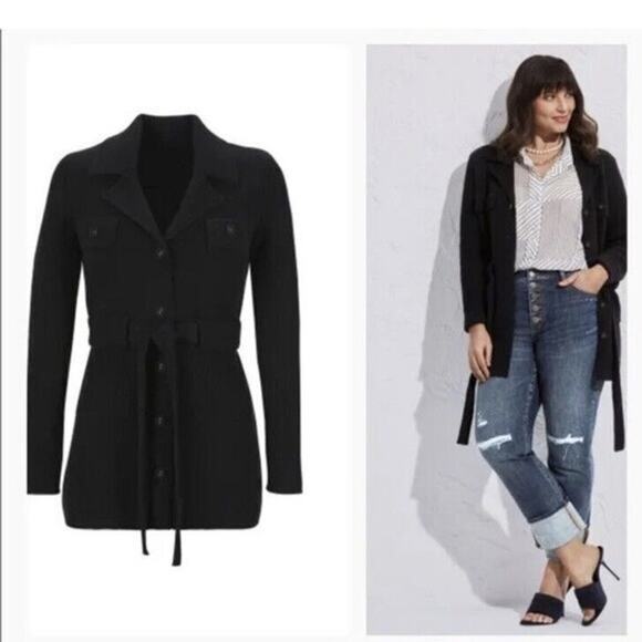 CAbi #6174 Women's Black Notched Lapel Collar Jackie Cardigan Sweater‎ Size L - Picture 4 of 12